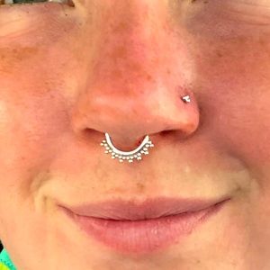 Solid white gold septum or conch ring